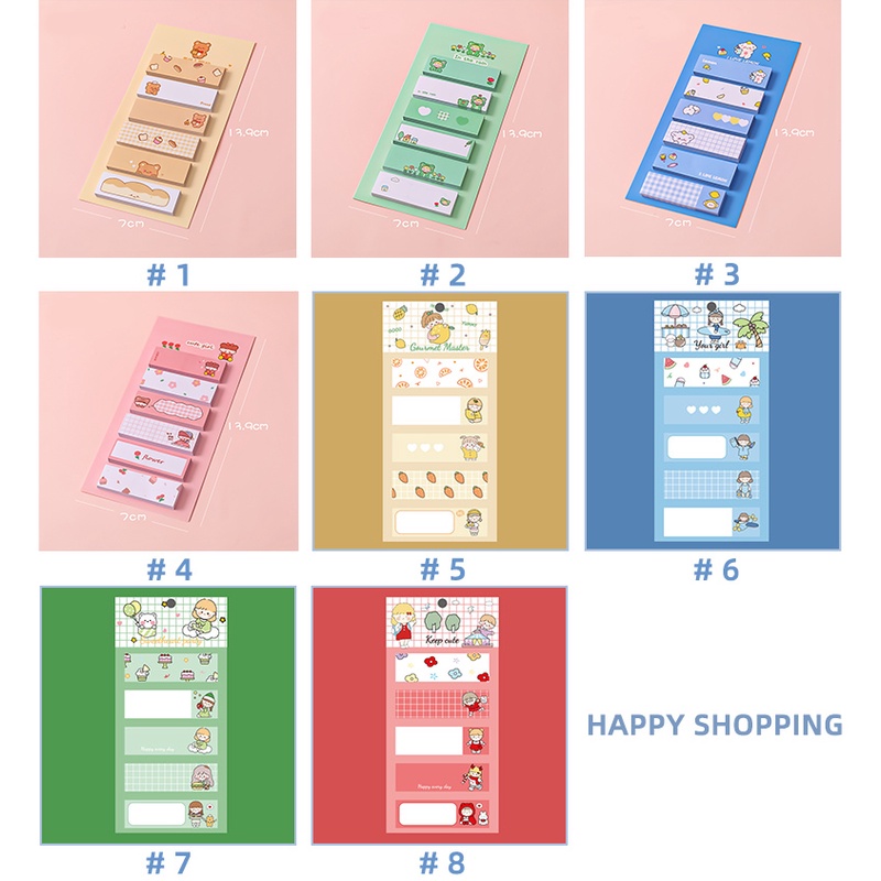 120 Lembar Sticky Notes Motif Kartun Jepang Untuk Buku Tamu Kantor