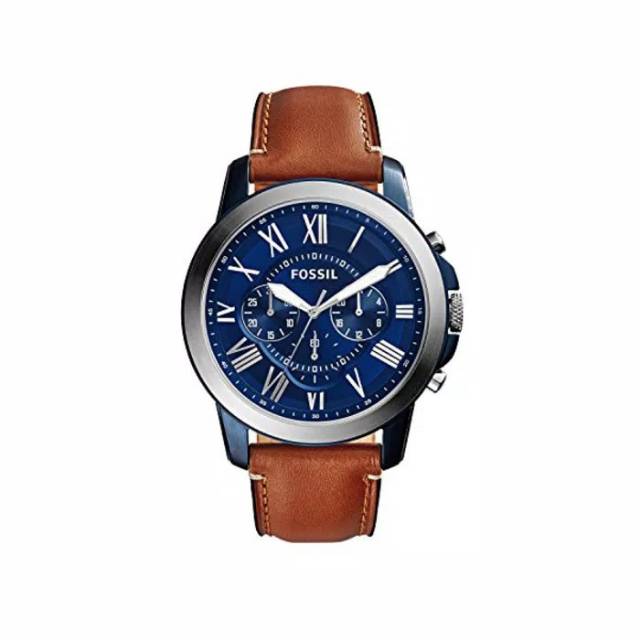 Jam Tangan Pria Fossil Grant Blue Dial Chronograph Leather Men Watch FS5151