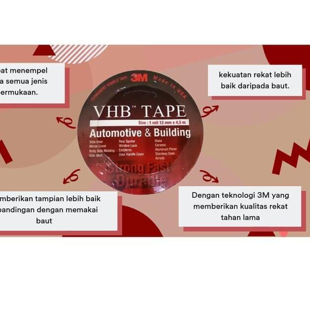 

Flash Sale 3M VHB 12mm x 4.5m Double Tape Foam Merah Otomotif & Building ORI