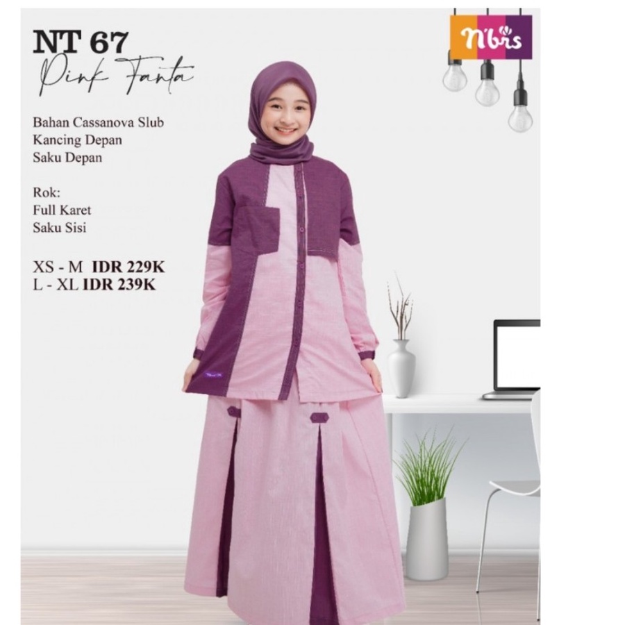 Setelan Rok Teen Nibras NT 067 Pink Fanta / Setelan Anak Nibras Original / SETELAN ANAK NIBRAS / BAJ