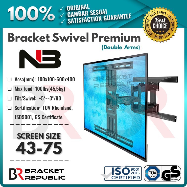 Bracket TV Swivel UHD LED 4K-8K 40 43 50 60 65 70 75 Curved NanoCell Oled Smart Android TV