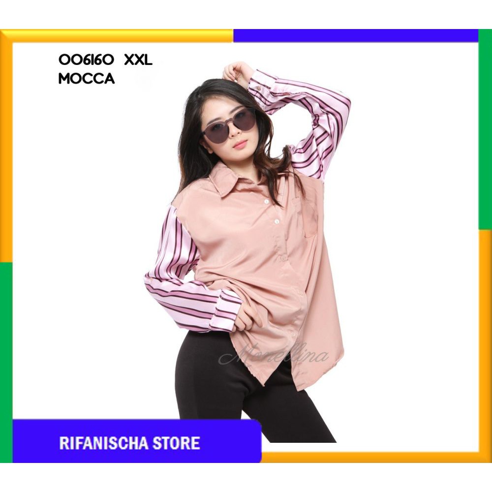 Rf 006160 Baju Kemeja Atasan XXL Jumbo Murah Wanita Kekinian (MF)
