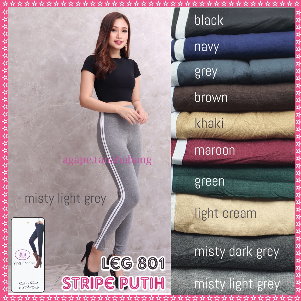 LEGGING STRIPE HW Import #801 / Legging stripe putih / legging jumbo HW / Legging Wanita