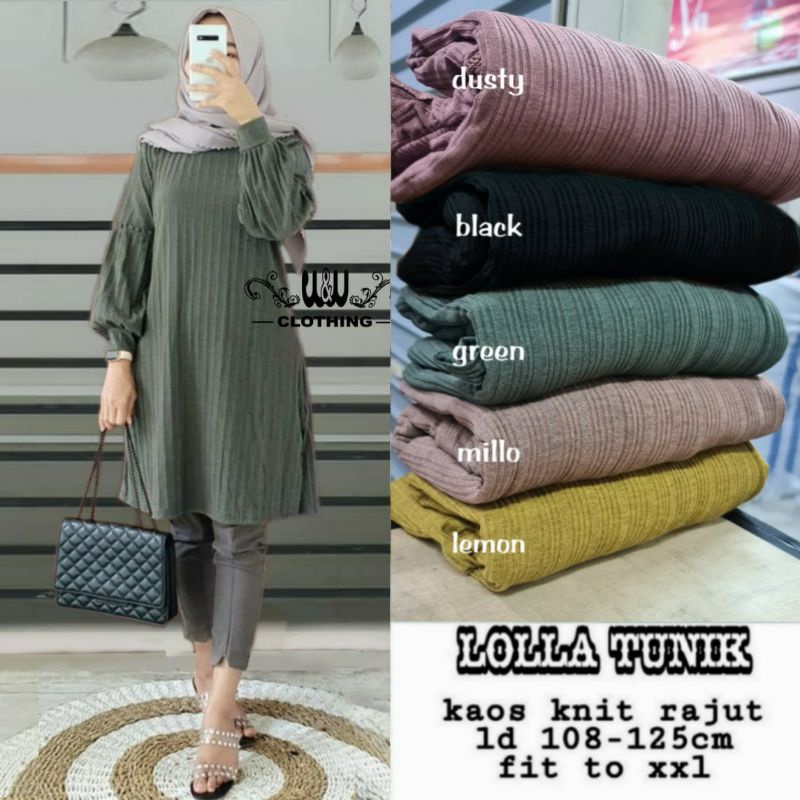 LOLLA TUNIK bahan kaos knit fit to XXL