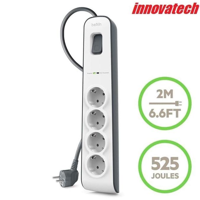 Belkin Surge Protector Colokan LIstrik Anti Petir 4 Out BSV400VF2M