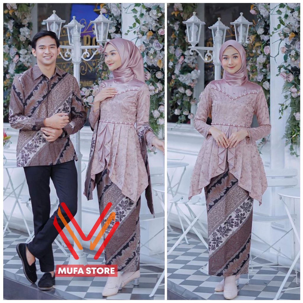 Batik Couple Kebaya Modern Kebaya Wisuda Tunangan Lamaran Baju Kondangan Terbaru 2022 nafila1