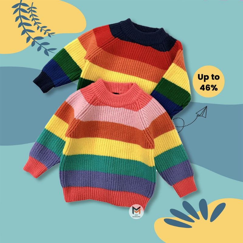 baju anak / sweater anak / jaket anak / sweater rajut anak / atasan rajut anak / swaeter rainbow