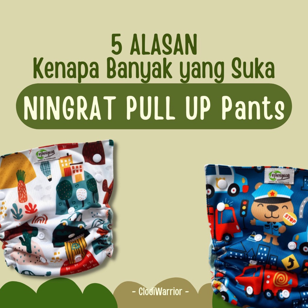 Ningrat Pull Up Pant (Baelum termasuk insert) Clodi Popok Kain Bayi Cuci Ulang Model Celana Pakai Kancing BB 4-15kg Belum Termasuk Insert