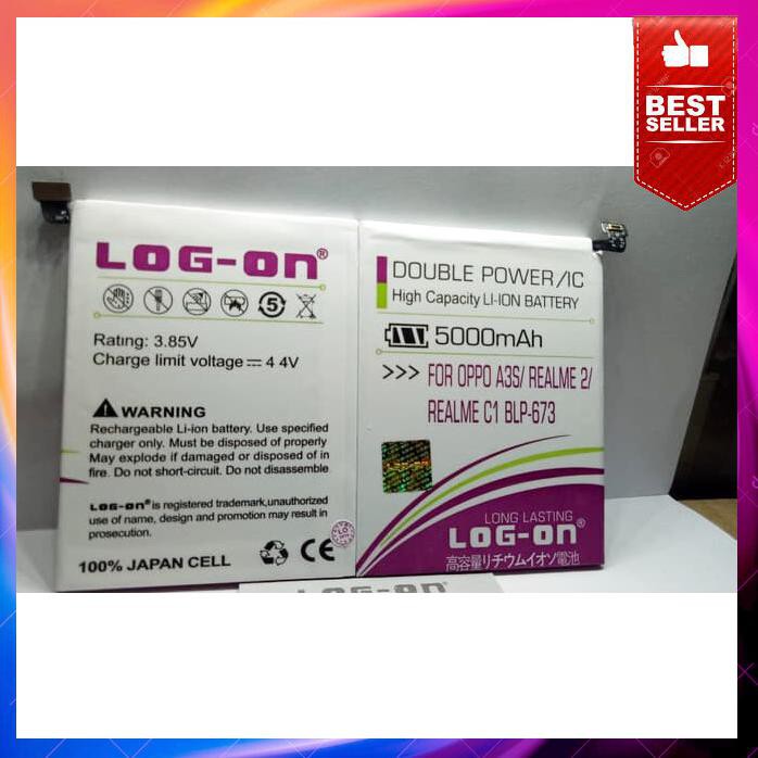 Acc Hp Baterai Realme C1 Realme 2 Oppo A3S Blp673 5000Mah Double Power Log On