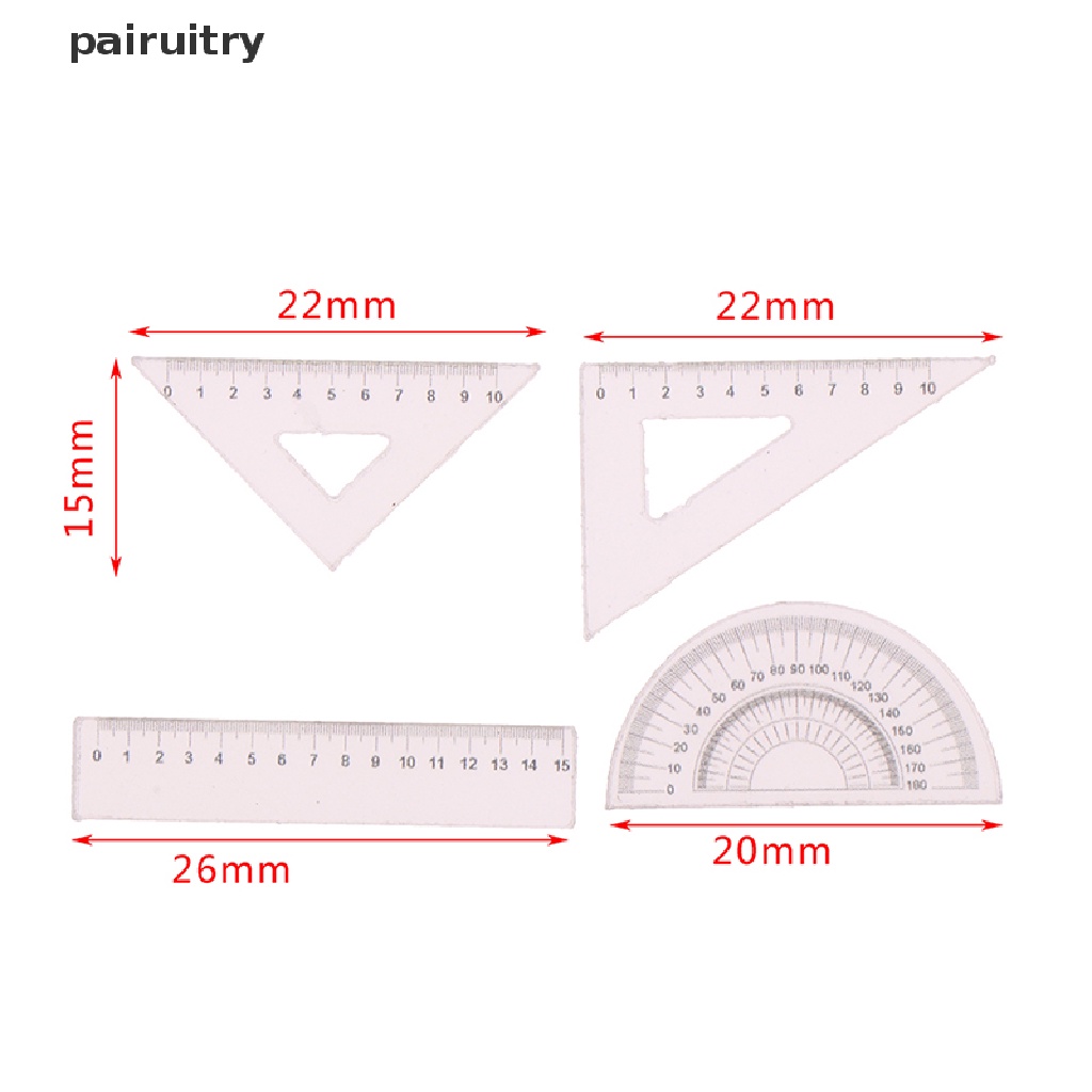 Prt 4Pcs / Set Mainan Miniatur Penggaris Skala 1: 12 Untuk Rumah Boneka