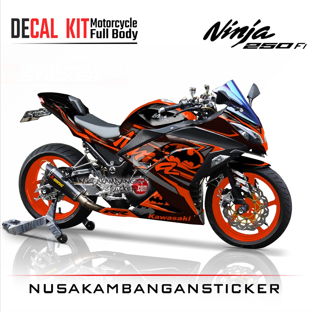 Stiker Decal Motor Kawasaki Ninja 250 fi Full Body Batman Orange Grafis Racing Team Sticker Variasi 