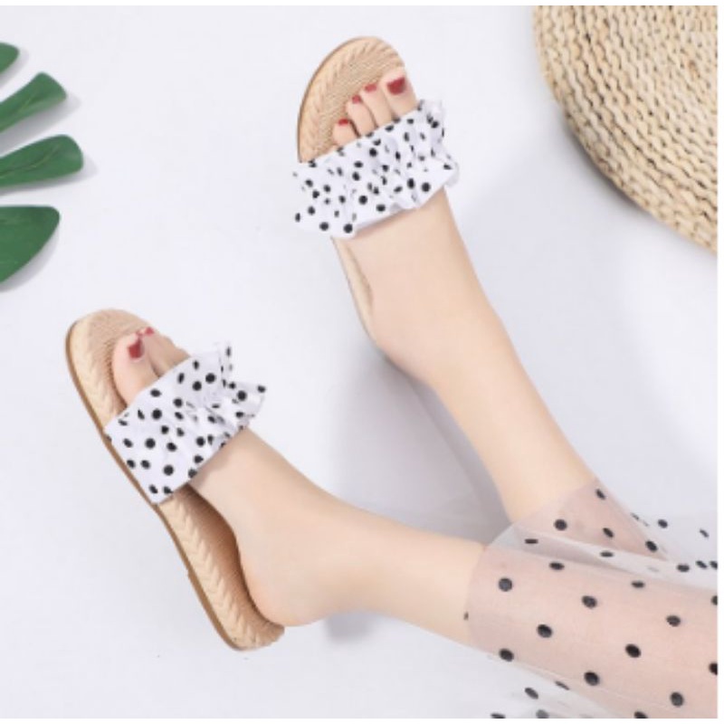 SANDAL KOKOP WANITA PRESS KERUT POLKADOT SM10