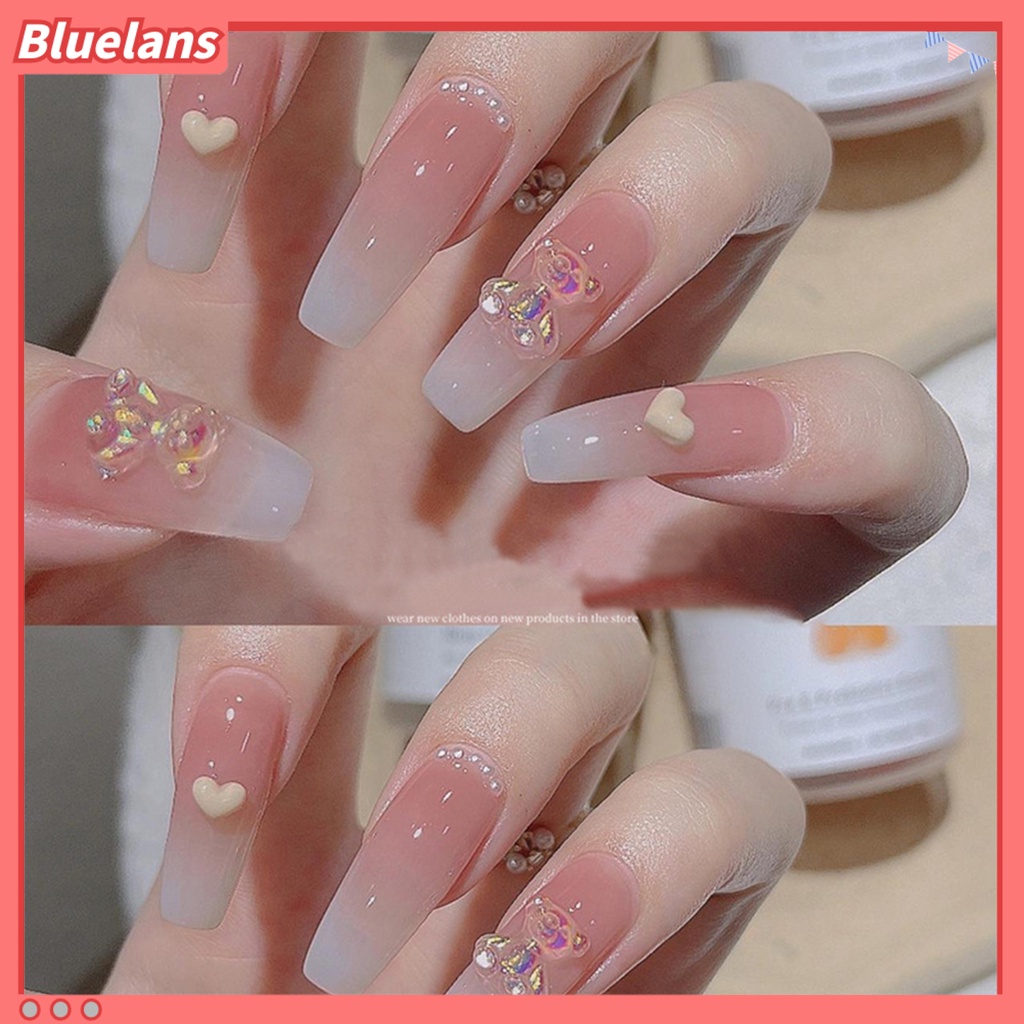 Bluelans 50Pcs / Kantong Kuku Palsu Bentuk T Transparan Ultra Tipis Tahan Lama Untuk Wanita