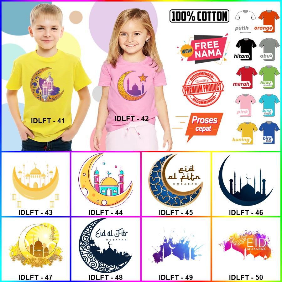 Baju Kaos ANAK DAN DEWASA LEBARAN IDUL FITRI COUPLE (FREE NAMA)