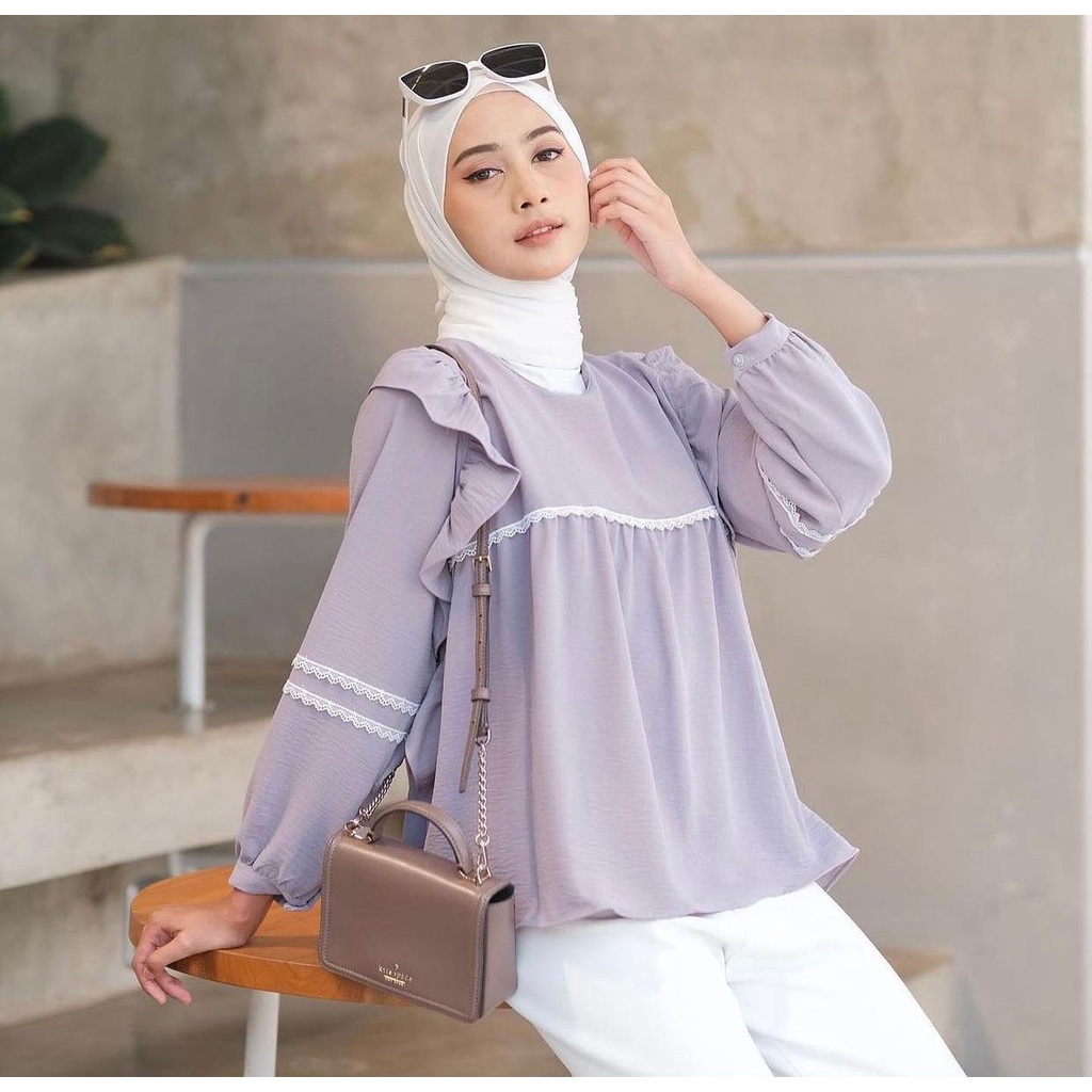 1KG MUAT 5PCS | NADIA RUFFLE BLOUSE RAYON RENDA PREMIUM HITS OOTD SELEBGRAM FASHION GROSIR MURAH WANITA