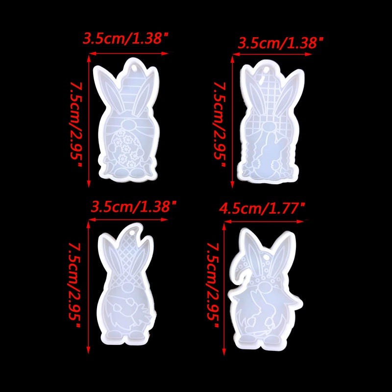 Siy Cetakan Resin Epoksi Bentuk Kelinci Paskah Bahan Silikon Untuk Gantungan Kunci / Perhiasan Diy