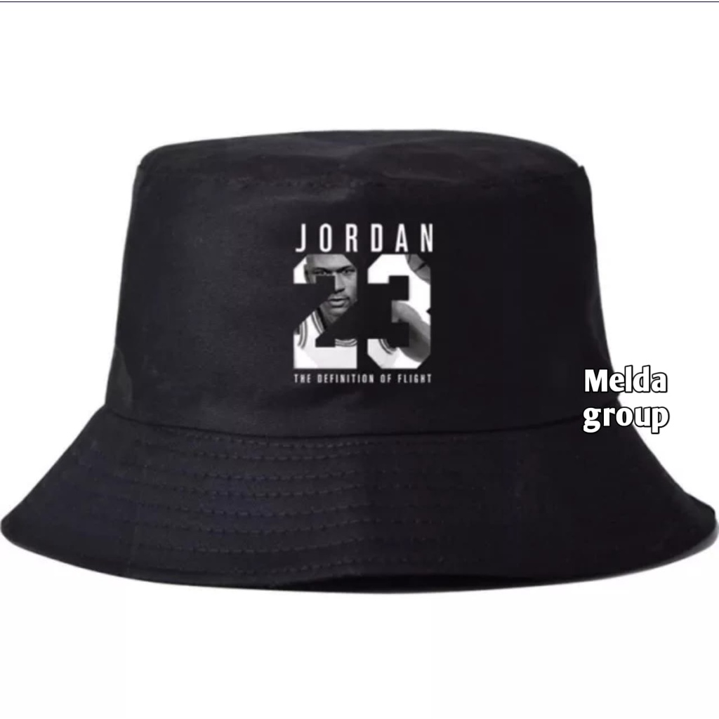 Topi Bucket Hat Jordan Logo Simple Unisex Premium Hitam