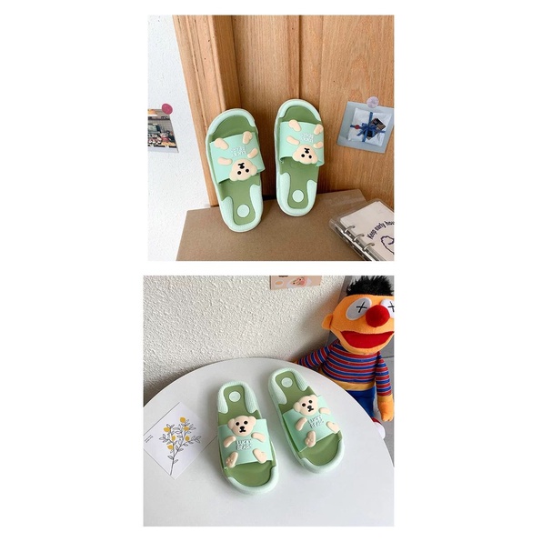 [littlecrab] Sandal Anak Lucky Bears Colorful Kids Sandals High Quality Cute Teddy Bear Sandal Selop Anak Berkualitas Sandal Selop Motif Beruang Teddy Lucu Unik Biru Pink Kuning Biru Anti Slip Korean Style