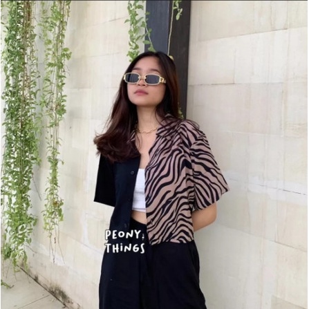 Kemeja two tone / kemeja dua warna zebra