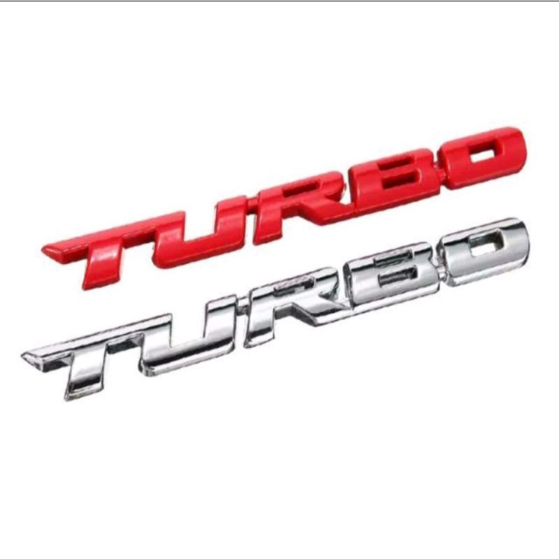 Emblem Mobil 3D Logo TURBO Stiker Alumunium Stainless Steel