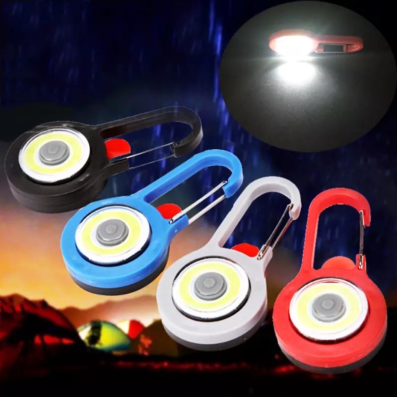 Cob Led Carabiner Lampu Saku Ransel Gantungan Kunci Camping Kemah