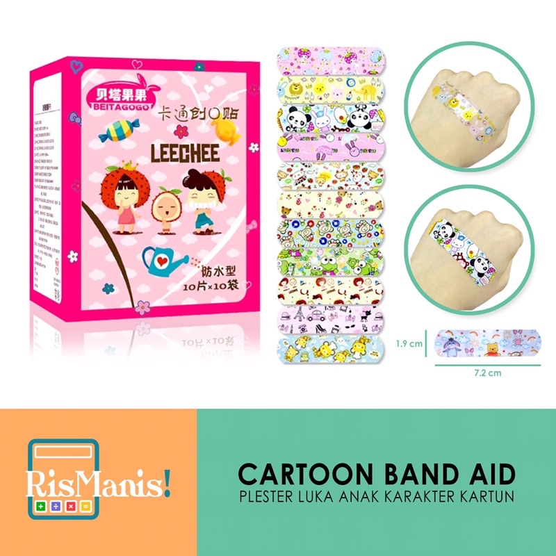 CARTOON BAND AID - Plester Perban Anak Pembalut Luka P3K Gambar Kartun Lucu Tahan Air Karakter Imut