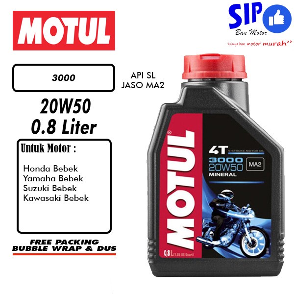 OLI MOTUL 3000 PLUS 20W50 800 ML HC TECH Untuk motor bebek/sport