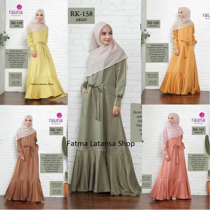 baju gamis wanita Gamis wanita rauna rk 158 + 159 + 160 + 161 + 162 busui friendy+dress - Army, S ba