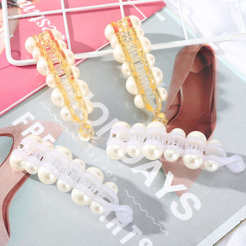 Korean Ins Pearl Banana Clip Fashion Temperament Ponytail Hair Clip Women Hair Accessories