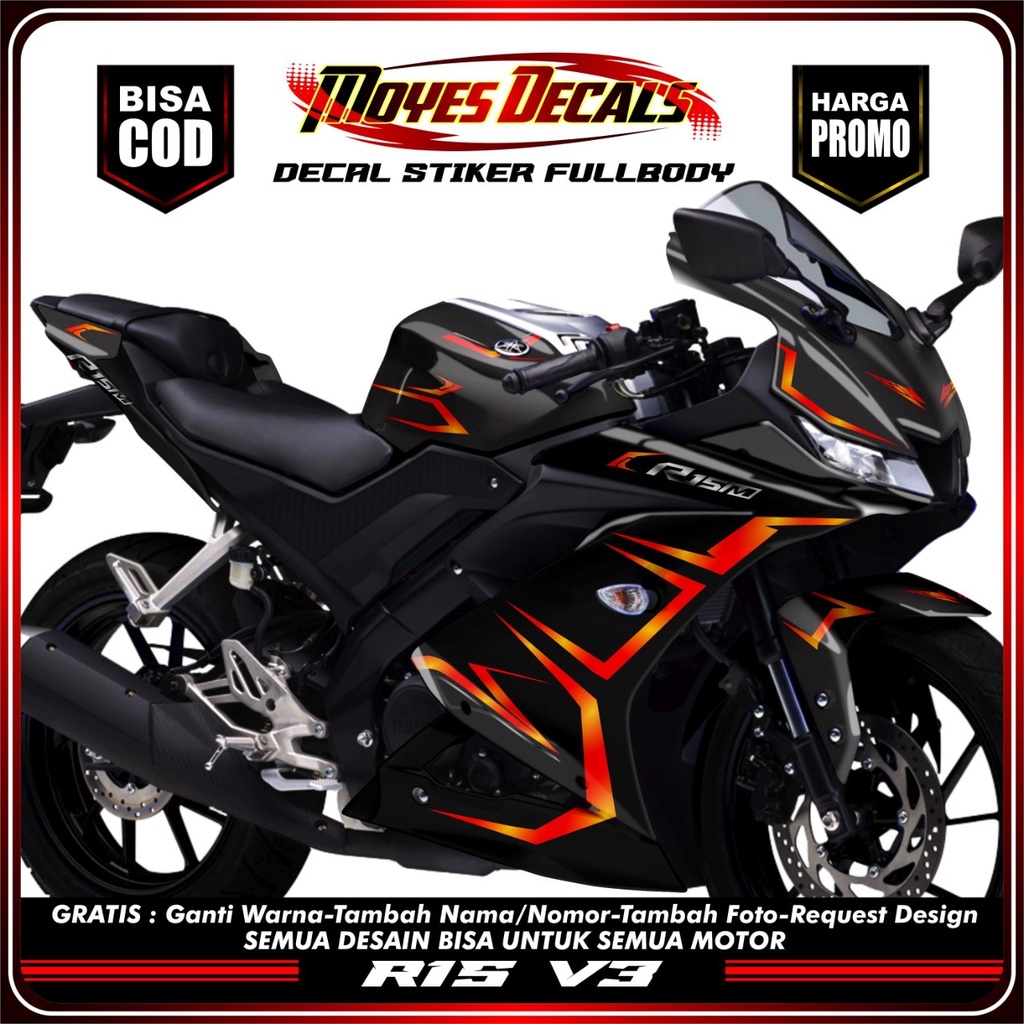 TIDAK MUDAH LUNTUR Sticker Decal R15 V3 Full Body Decal Sticker Yamaha R15 V3 Striping r15 v3 full b