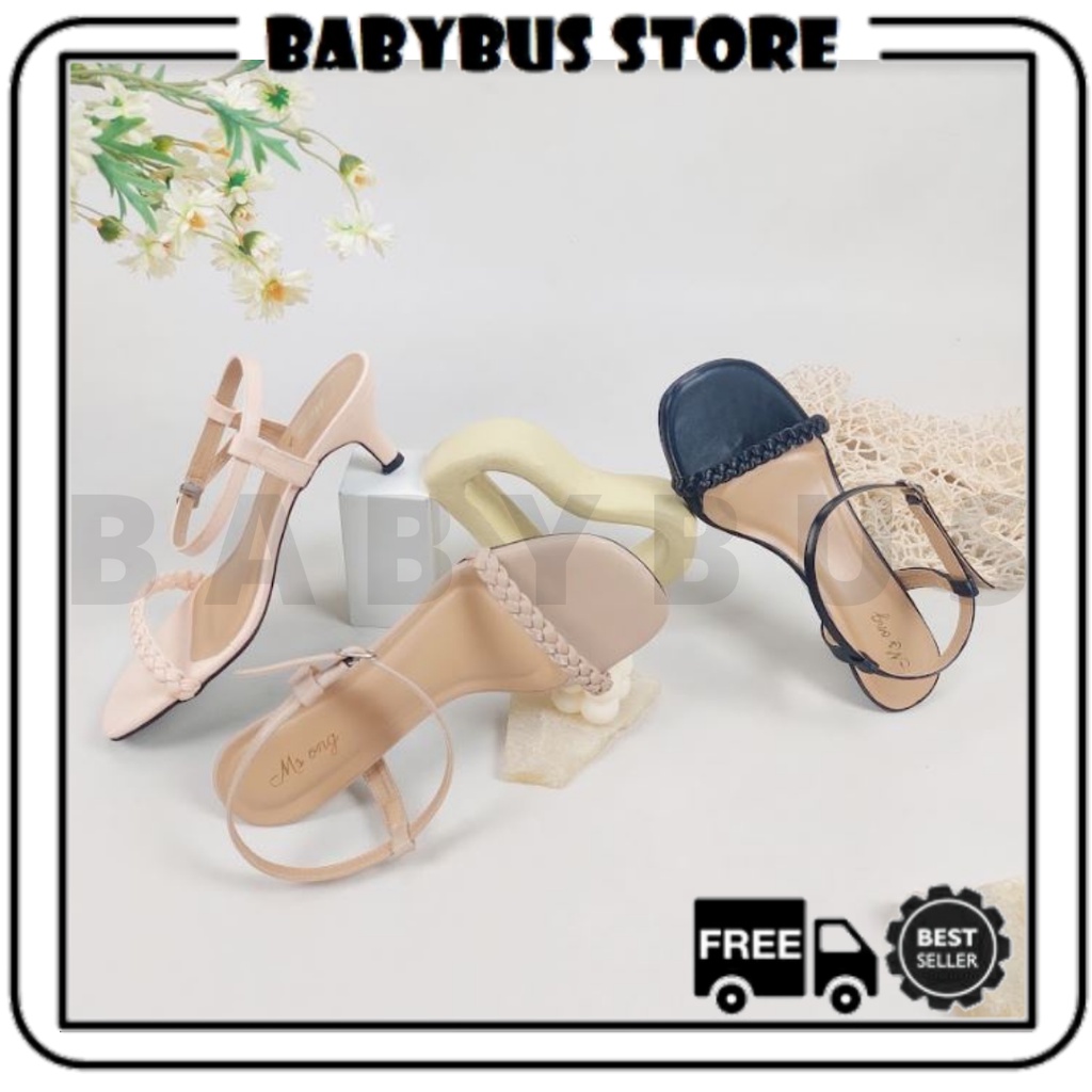 BBS MSW 04 Sandal High Heels Wanita Tali Kepang Angkle Strap Import Murah