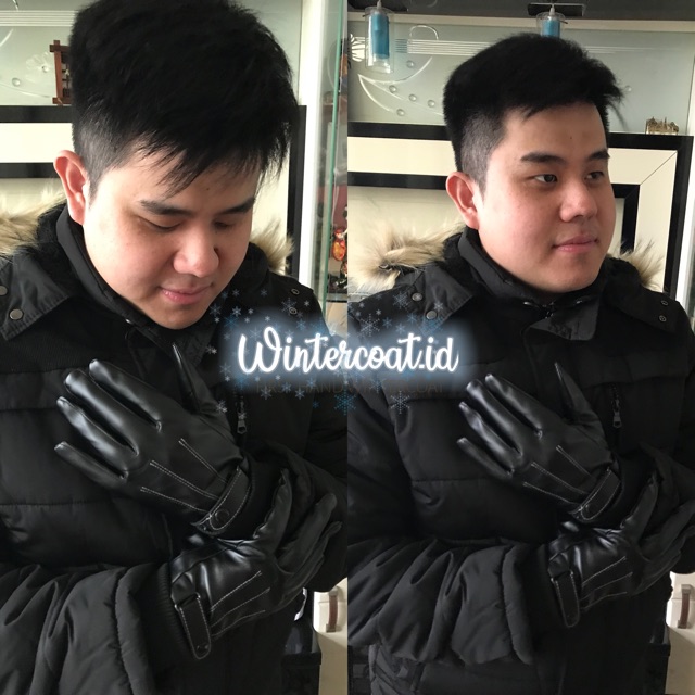 READY INDONESIA Sarung tangan kulit pria men cowok winter leather gloves hitam touchscreen motor