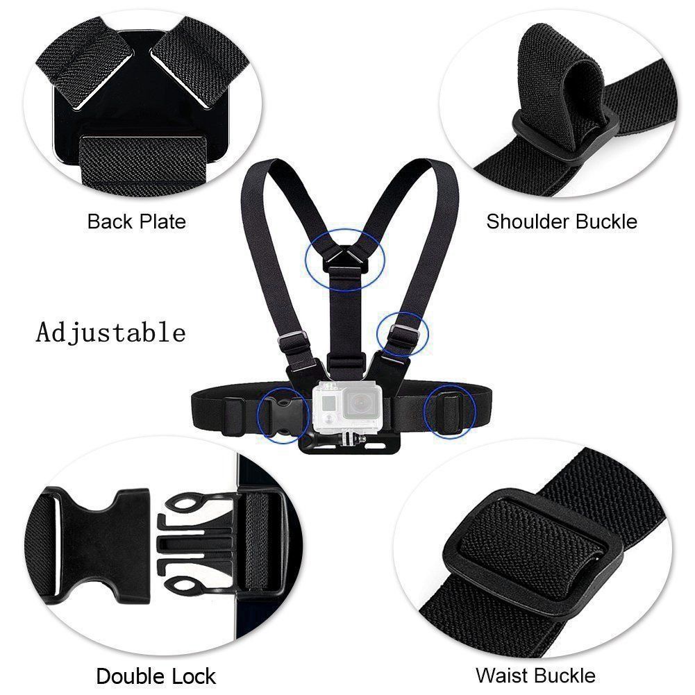 【COD】5 IN1 Gopro Body Chest Strap Mounting +Holder Smartphone Dan Action Camera Kogan Motovlog Sepeda