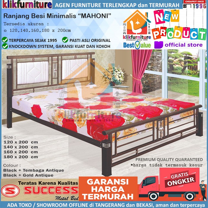 Ranjang Besi Tempat Tidur Besi Success New Mahoni 160x200 cm