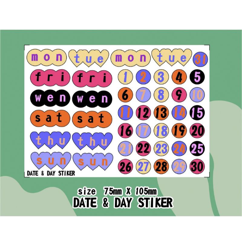 

day & date journal stiker