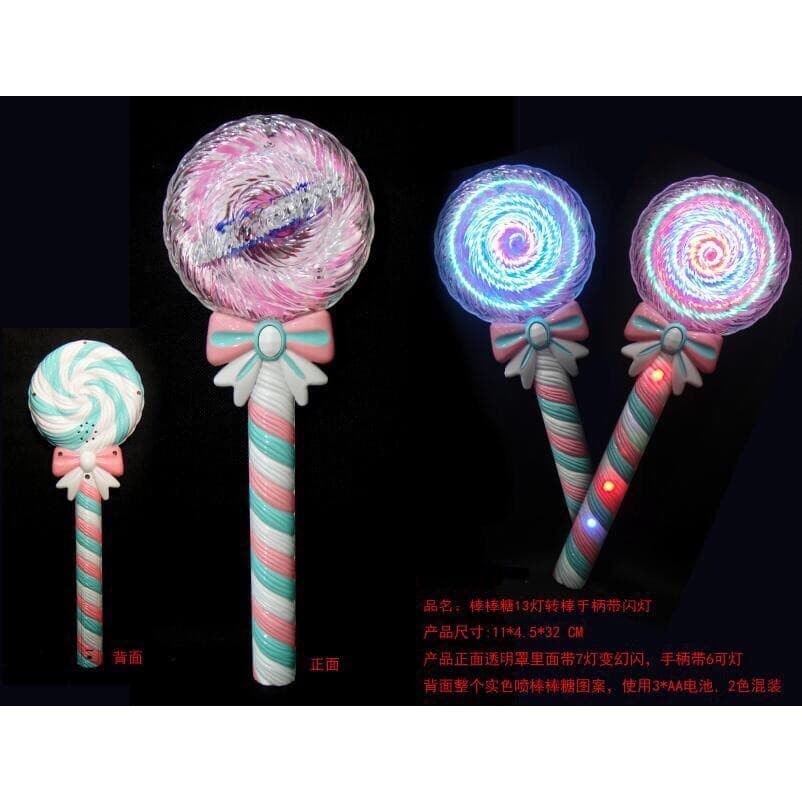 Mainan Tongkat Princess Lolipop dengan Lampu LED tongkat permen gulali