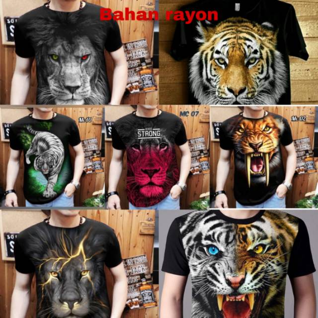  Kaos  macan 3D  full print bahan rayon Shopee  Indonesia