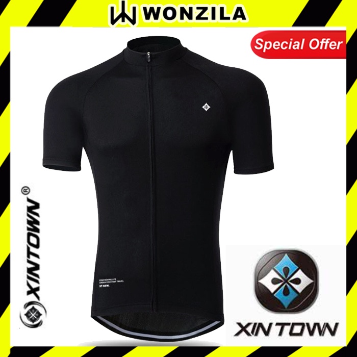 Xintown jersey sepeda roadbike mtb pria wanita polos Hitam