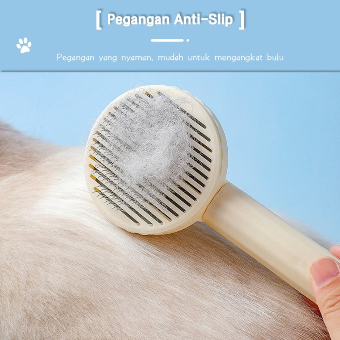 FMFIT sisir sikat bulu kucing anjing stylist auto clean otomatis bulat elips