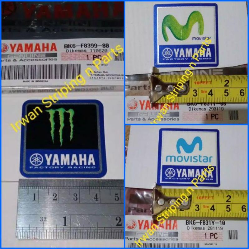 Sticker Striping Logo Yamaha Factory Racing Movistar Monster ORIGINAL R15 Aerox MX King R25 Vixion