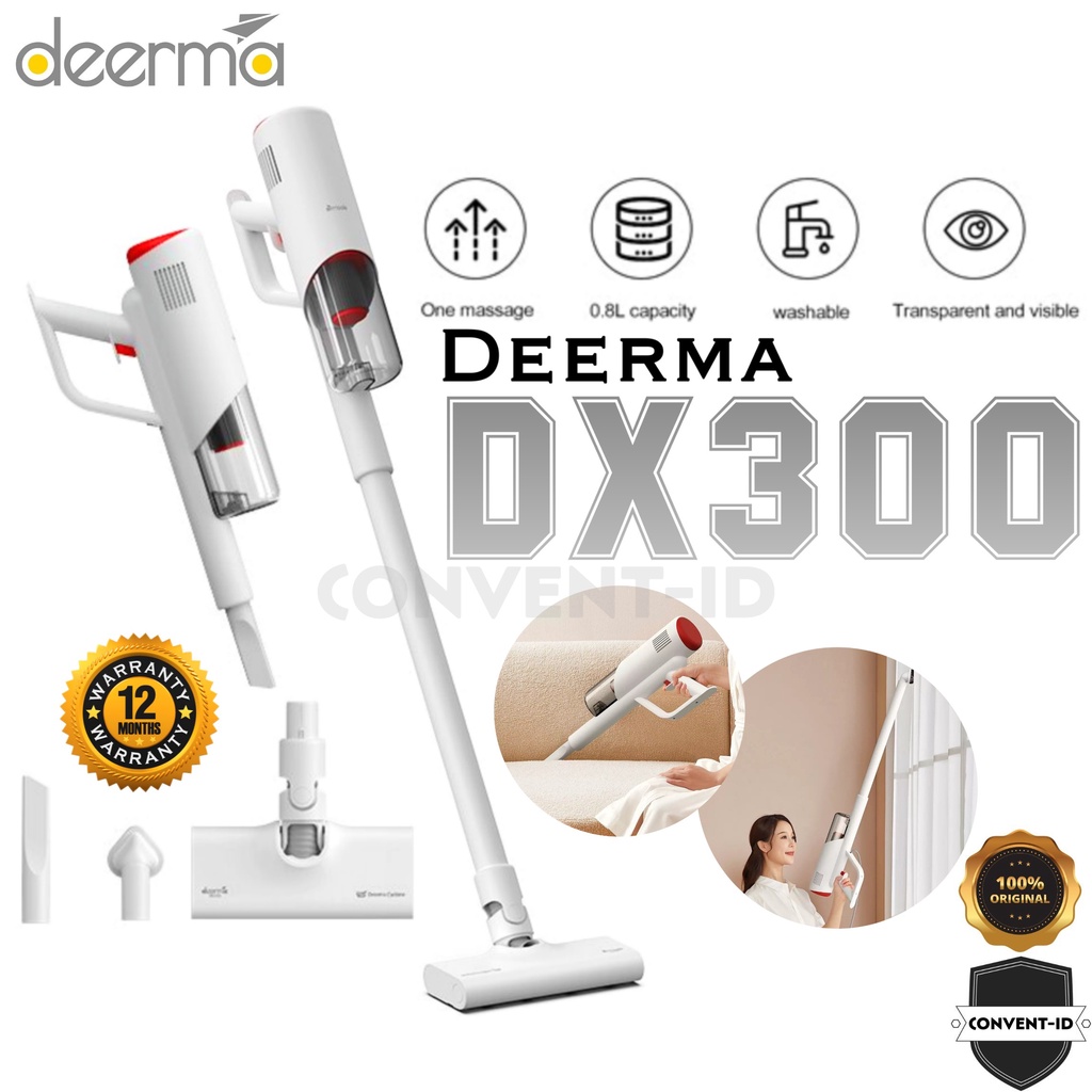 Deerma DX300 Multifunction 2 in 1 Vertical Handheld Wired Vacuum Cleaner 15KPa - Penyedot Debu Ruang