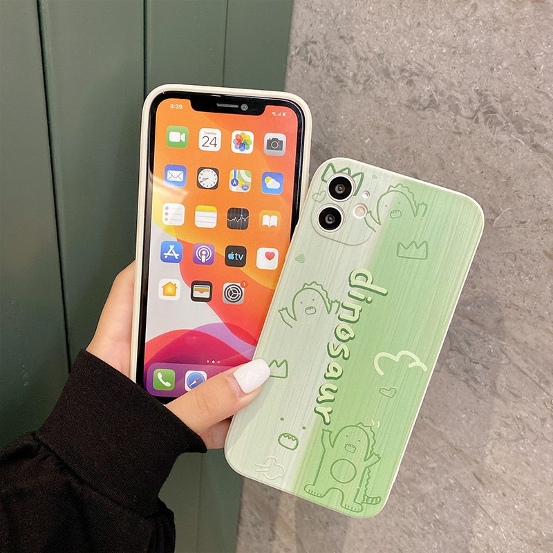 Cube Monster Dinosaur Silicone Soft Case iPhone 6S 7 8 Plus XR XS Max ipHone 11 12 13 Pro Max Casing Cute Xiaomi Redmi 9A 9T nOTE 8 9 10 Pro Cartoon Back Protect Case