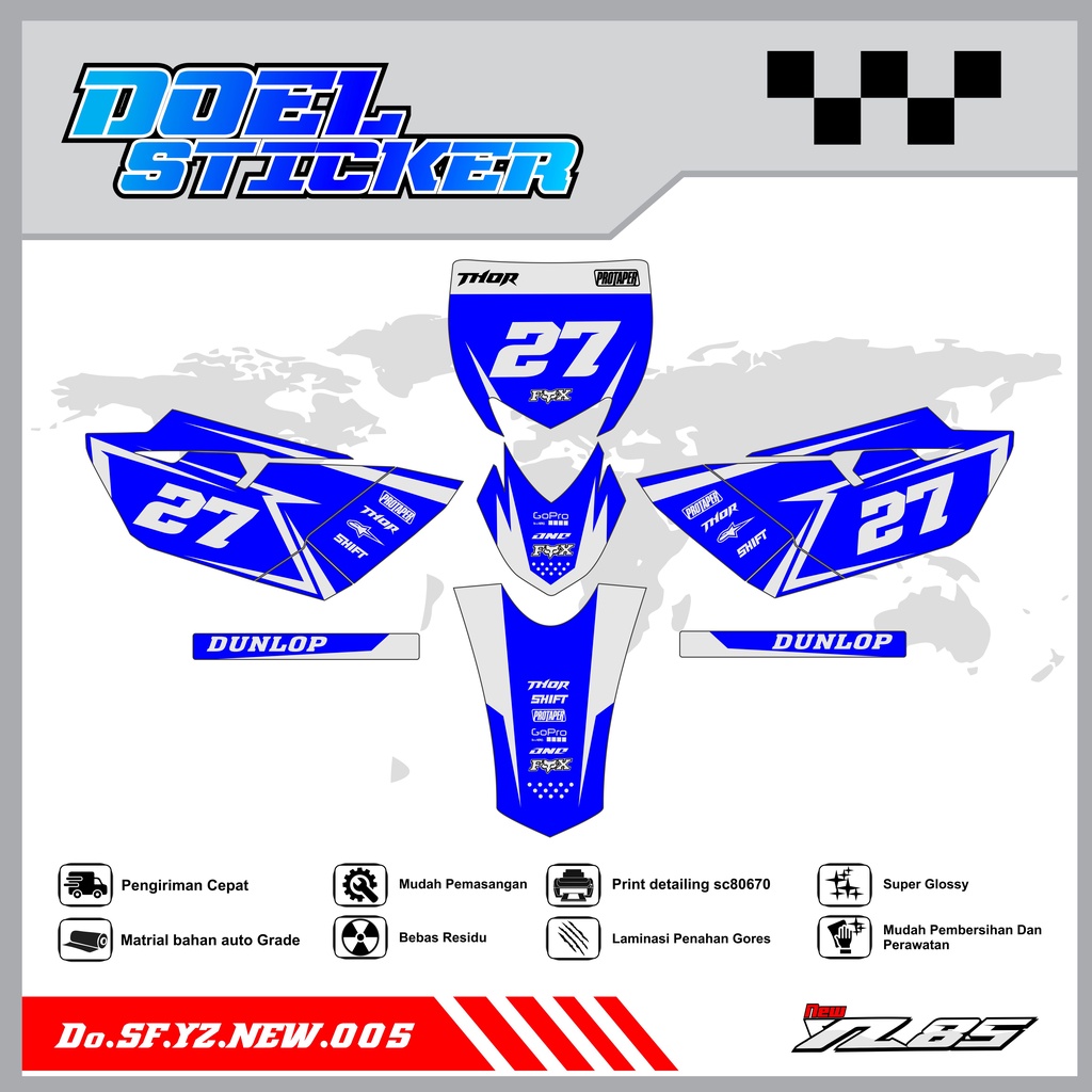 Sticker Striping YZ NEW List Variasi Hologram , Crome Doel 005