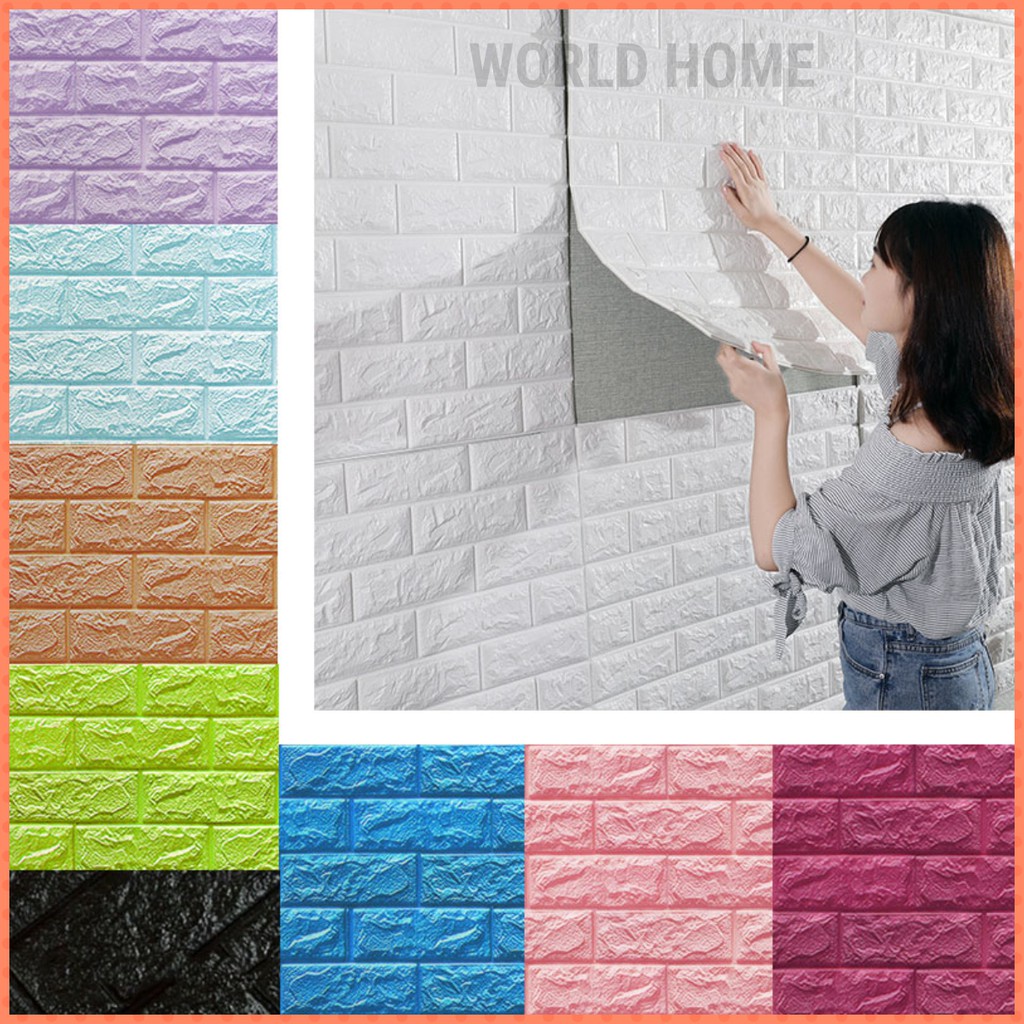 Wallpaper Dinding Wallpaper Stiker Foam Motif Bata Matte Dan Glossy 3D Ukuran 70X77 Cm - WORLDHOME