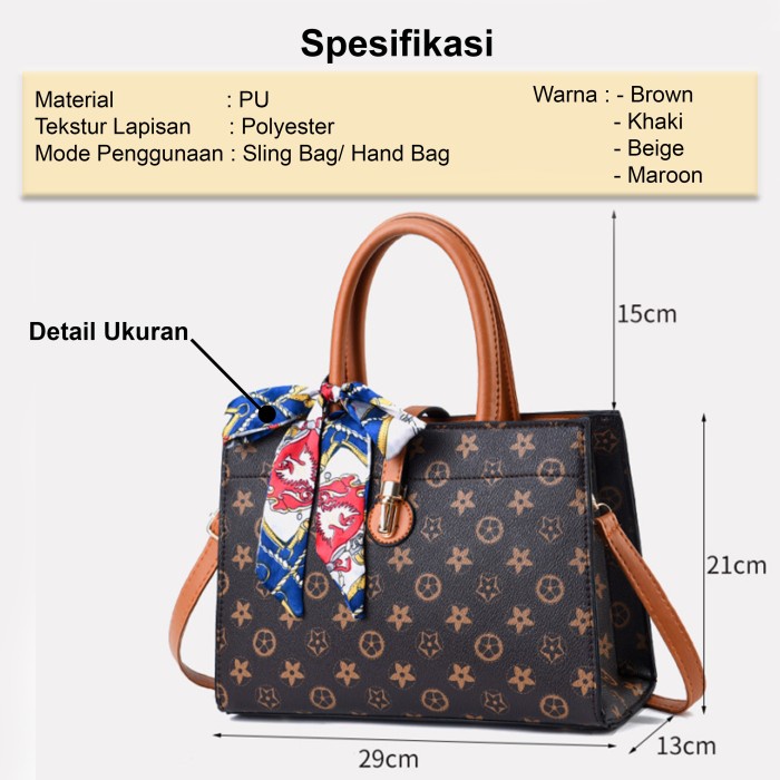 Tas Selempang Wanita Sling Bag Hand Bag Syal Sutra Tas Import Premium Murah