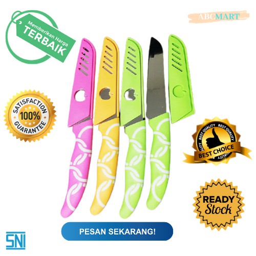 [BISA COD] PROMO Pisau Stainless Motif Apel Super Tajam Bonus Sarung Pelindung Warna Cantik Pisau Dapur Pisau Buah Pisau Sayur Pisau Sarung Pisau Cantik Pisau Kupas Berkualitas