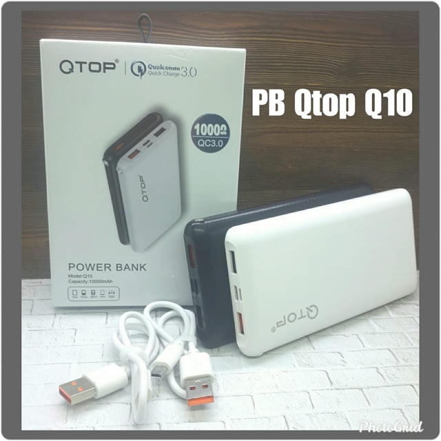 Power bank Qtop Q10 2Usb Real capacity 10.000 mAh Fast charging Qualcomm 3.0