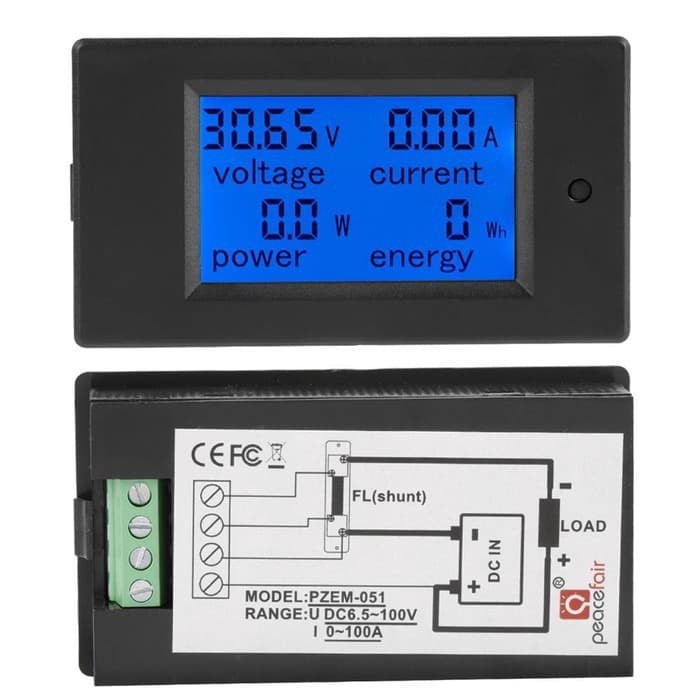 Voltmeter Ammeter Wattmeter Engergymeter DC 100V 100A with Shunt