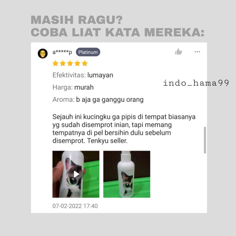 SPRAY PENCEGAH KUCING BUANG AIR SEMBARANGAN KEMASAN 100ML TAMPA MENYAKITI