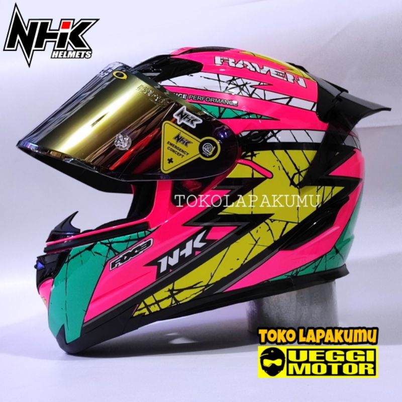 Helm Nhk rx9 fullface flat visor iradium solid Redbull-Raven pink tosca